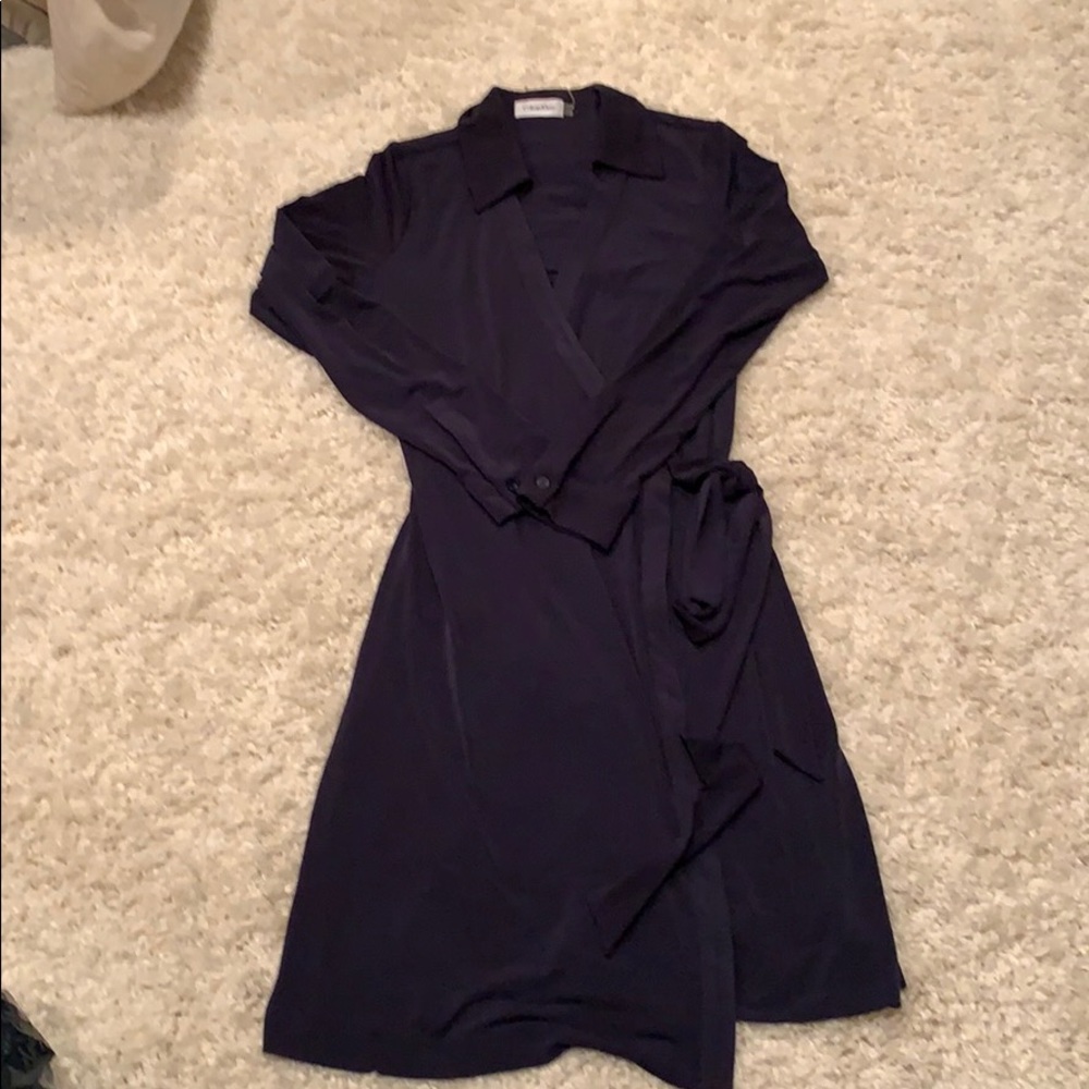 Women’s Calvin Klein navy blue wrap dress